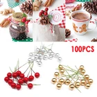 100 шт., декоративные новогодние мини-гирлянды из вишни