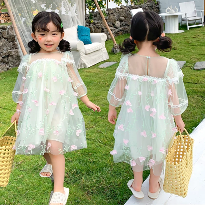 Детские платья для девочек летнее светло-зеленое вечерние жевное платье на