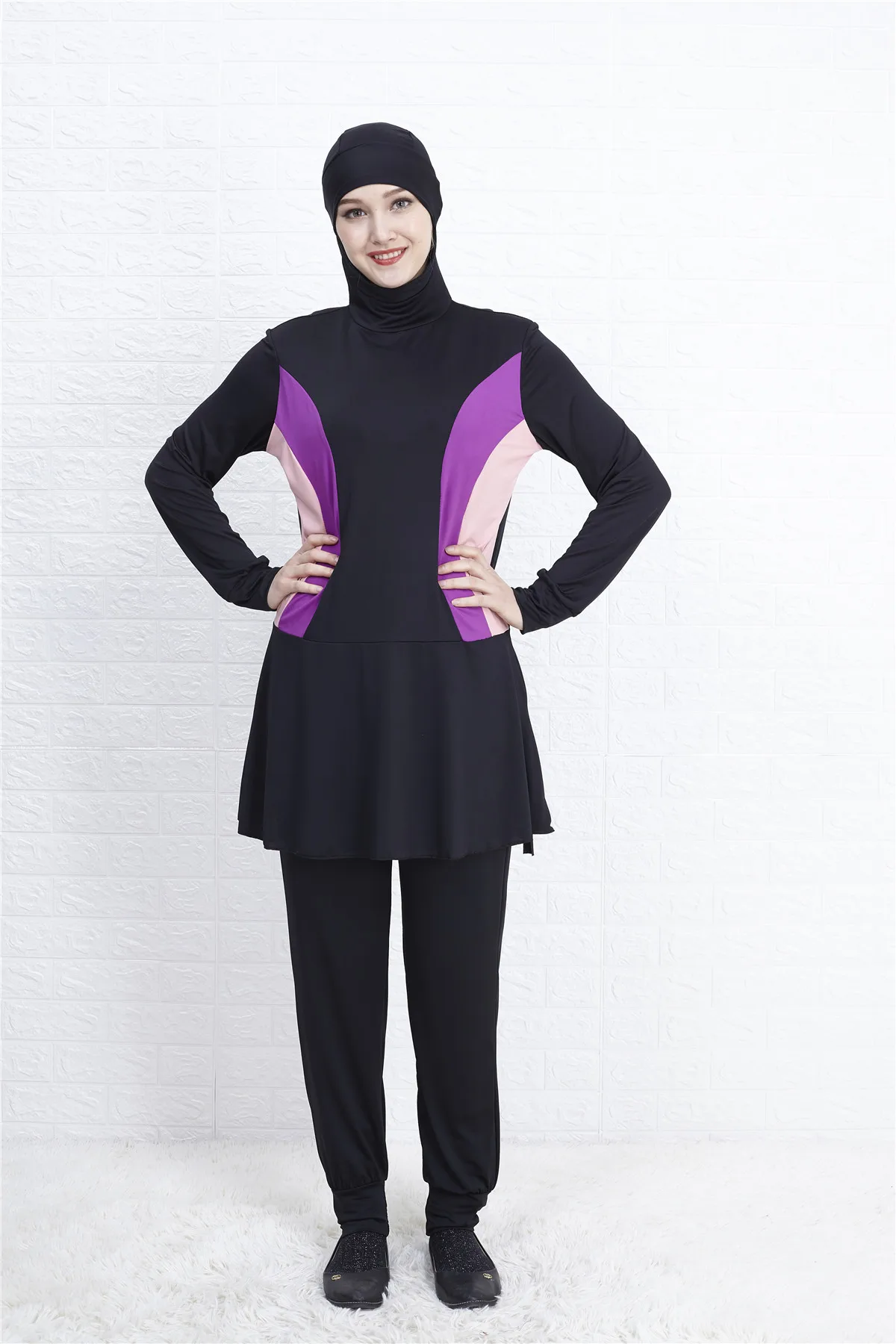 

Arabic Islamic Muslim Swimwear Women Full Cover Up 2 Piece Suit Hijab Swimsuit Modest Swim Surf Wear Sport Burkinis Beachwear