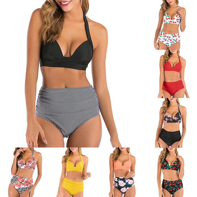 New 2020 Plus Size High Waist Women Bikini Sets Push Up Swimsuit Large Swimwear 3XL Swim Bathing Suit Sea Clothes | Женская одежда