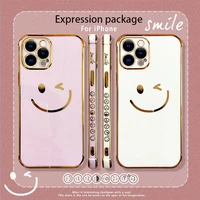 cute smiley liquid silicone soft phone case for iphone 13 12 11 pro xr xs max 7 8 plus x se2 mini square camera protection cover