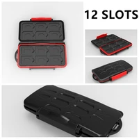 black portable water proof multi functional memory card case holder storage box cartridge lock fits 12 sd12 micro sd tf cards