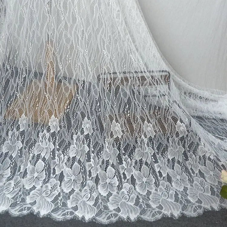 

Flowers Lace Triming Eyelash French Lace Fabric Dress Material 1Piece 1.5x3M