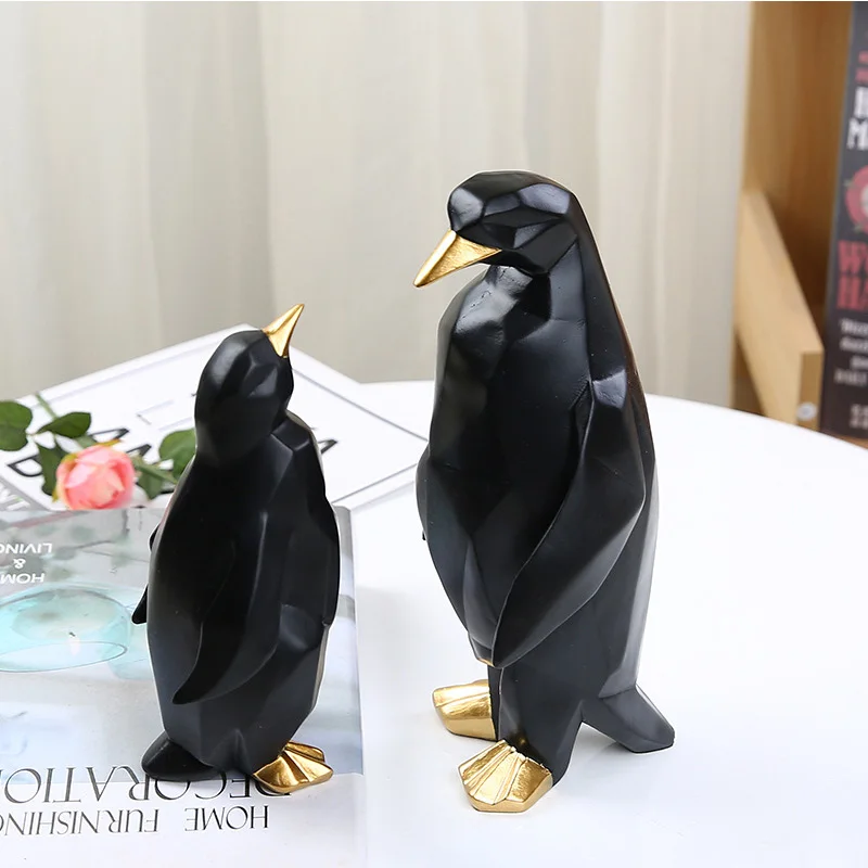 

Penguin Geometric Statue Resin Craft Abstract Desktop Ornament Modern Art Figurine Sculpture Office Living Room Home Decoration