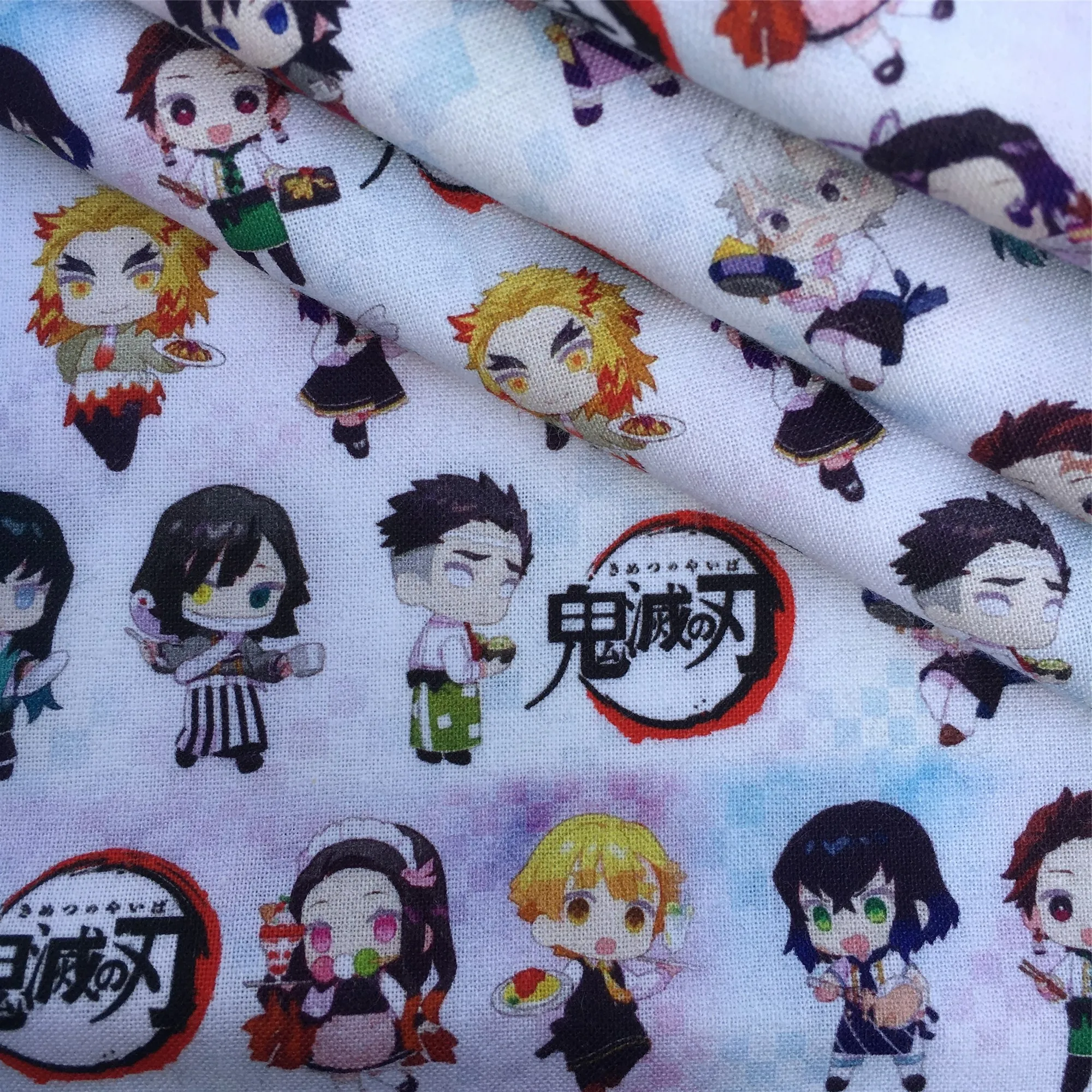 Половинная Полиэстеровая хлопчатобумажная ткань с японским аниме принтом для