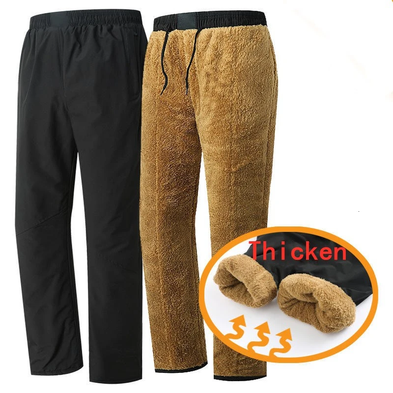 Зимние мужские утепленные флисовые термобрюки большого размера плюс бархатные