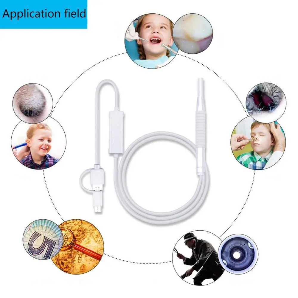 5 мм Белый ушной эндоскоп видео HD 720P медицинская безопасность Водонепроницаемая