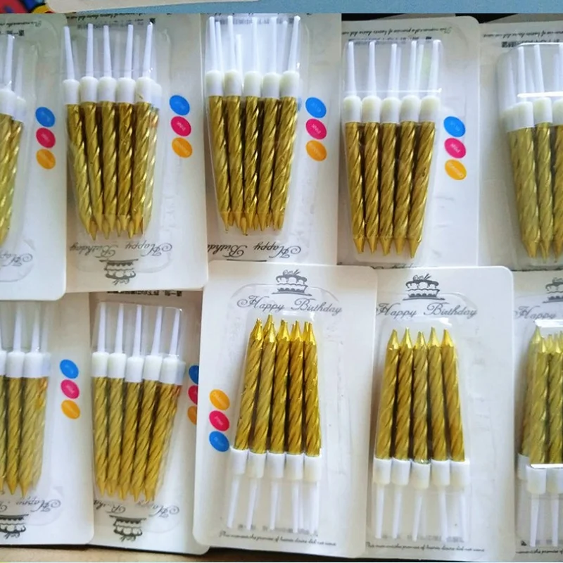 10 шт./компл. цветные свечи для дня рождения с подставкой торта товары вечерние