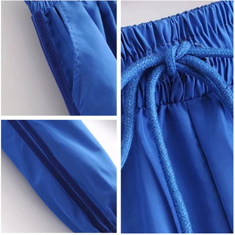 

HStar 2020 Spring Women Casual Straight Pants Spliced Striped Loose Long Pants Loose High Waist Drawstring Pants