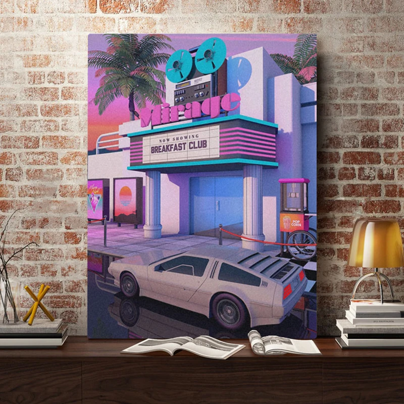 80s кино Ретро synthwave плакат Холст Wall Art Украшение принты для гостиной детские