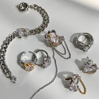 Многослойное ожерелье Hearts Q Decor из латуни с белым золотом и цирконами