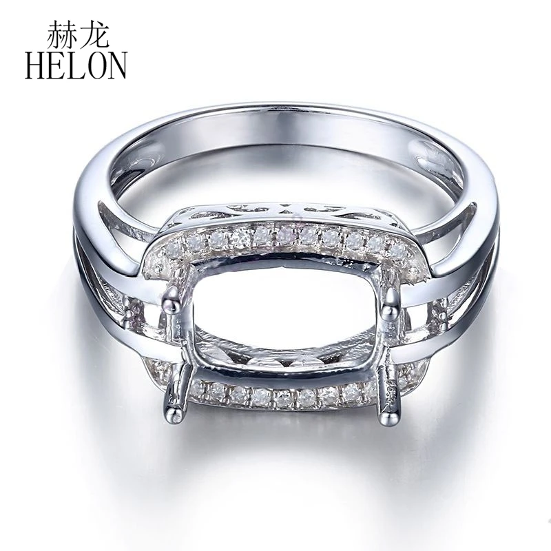 

HELON 7x10mm Cushion Cut 925 Sterling Silver Natural Diamonds Women Fine Jewelry Semi Mount Wedding Engagement Ring Setting