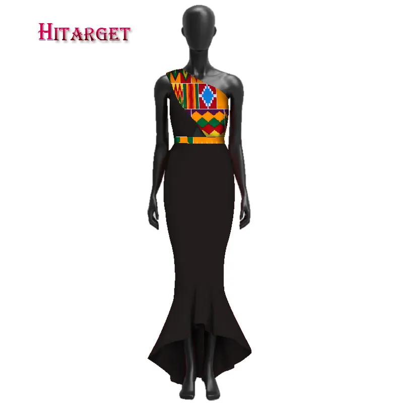 

New Summer African Ankara Printing Slash Neck Sexy Long Dresses for Africa Bazin Riche Plus Size 5XL Women Dresses WY3005