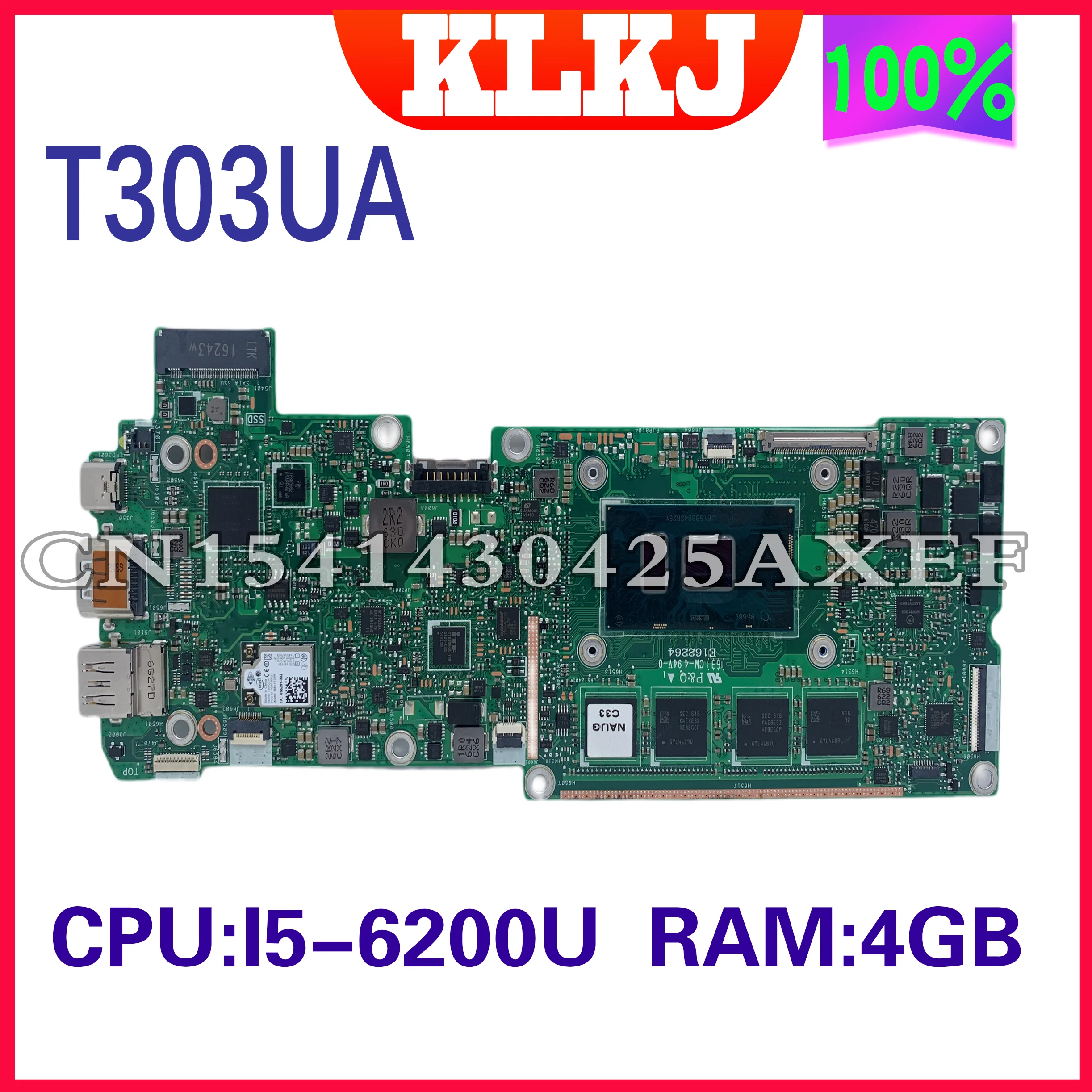 

Dinzi T303UA Motherboard For ASUS Transformer Pro T303 T303U T303UA Motherboard I5-6200U 4GB 100% Fully Test working well