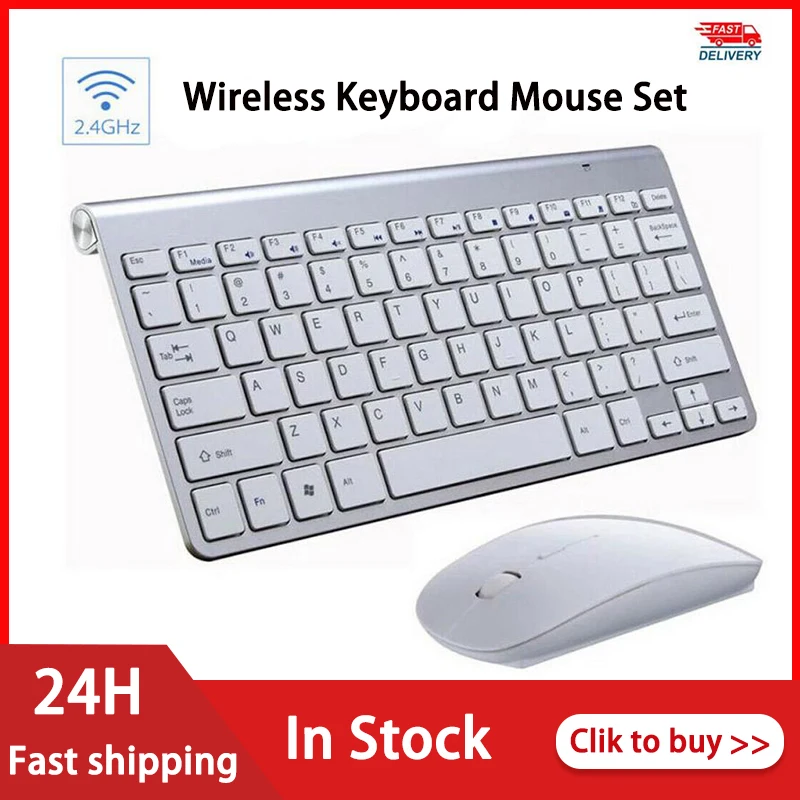 Мини беспроводная клавиатура и мышь тонкая мини оптическая 2 4 ГГц 1200 DPI быстро