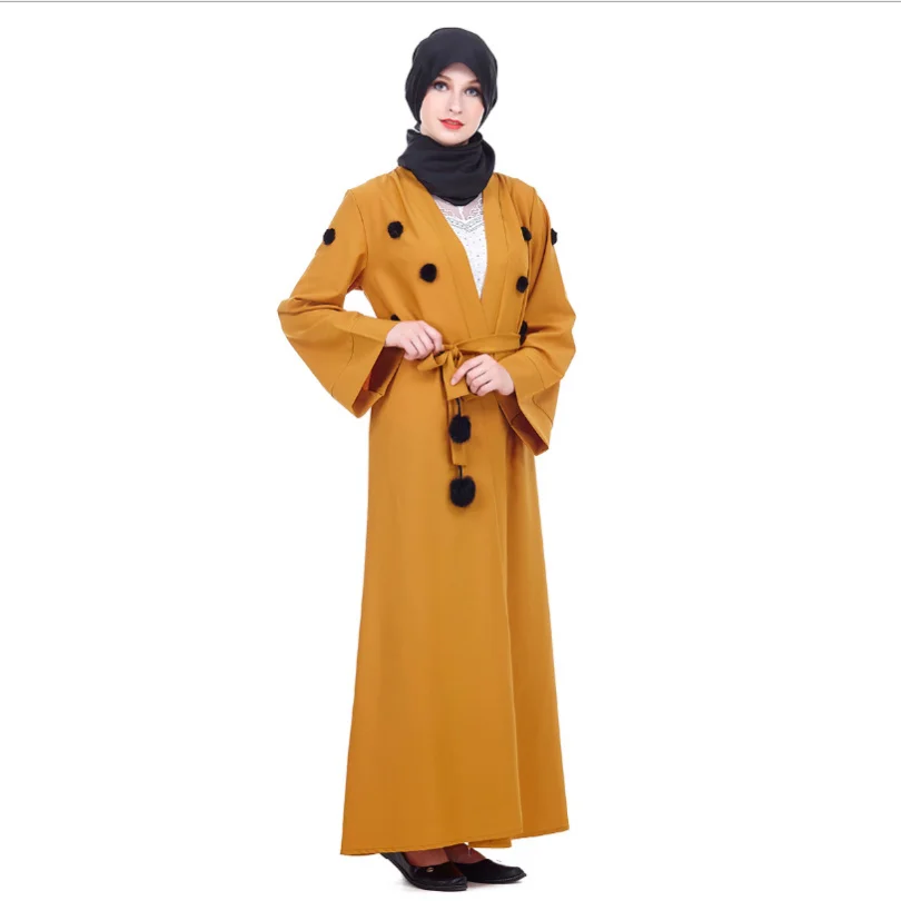 

Muslim Abaya Appliques Dress Cardigan Long Robe Gowns Kimono Jubah Middle East Ramadan Thobe Worship Service Islamic Clothing