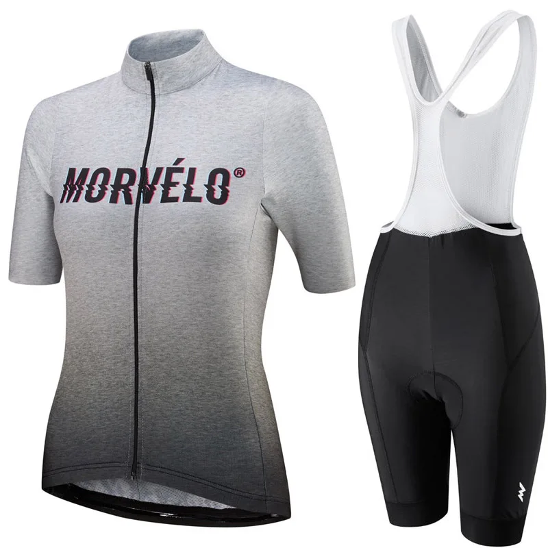 Morvelo Женская команда велосипедные Короткие рукава Джерси нагрудник шорты наборы