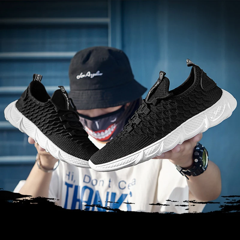 

Мужские дышащие кроссовки, Уличная обувь, мягкая подошва, летающие плетеные туфли, легкие кроссовки для бега, Белая обувь, мужские кроссовки