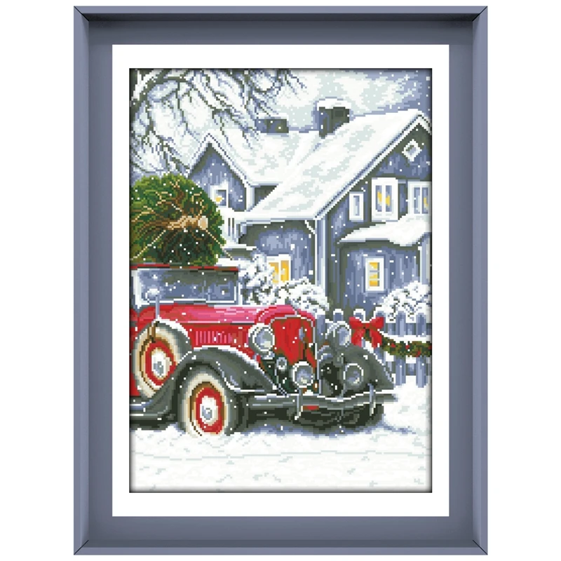 

Winter holidays cross stitch kit X-mas aida 18ct 14ct 11ct unprint canvas cotton thread counted cross-stitch for ault