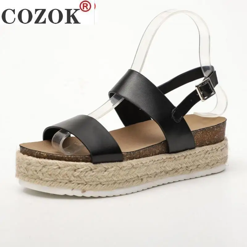 

Women Sandals Plus Size Wedges Shoes Soft Bottom Solid Round Head Shoes Bandage Light Thick Bottom Stripe Casual Shoes Gladiato