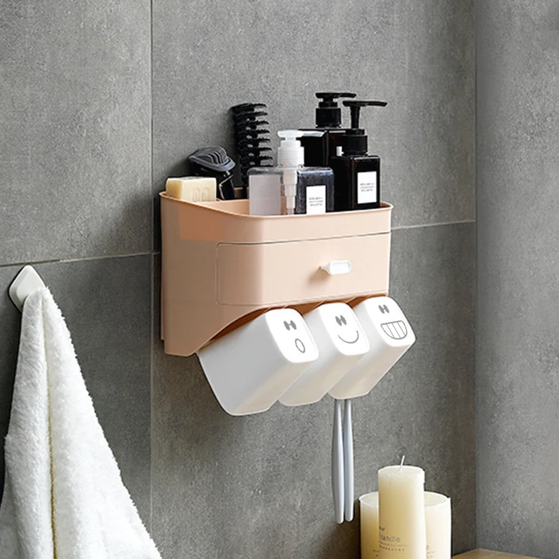 

Bathroom Accessories organizer Set Toothbrush Holder wall-mounted household storage box set of three family toothbrush holder