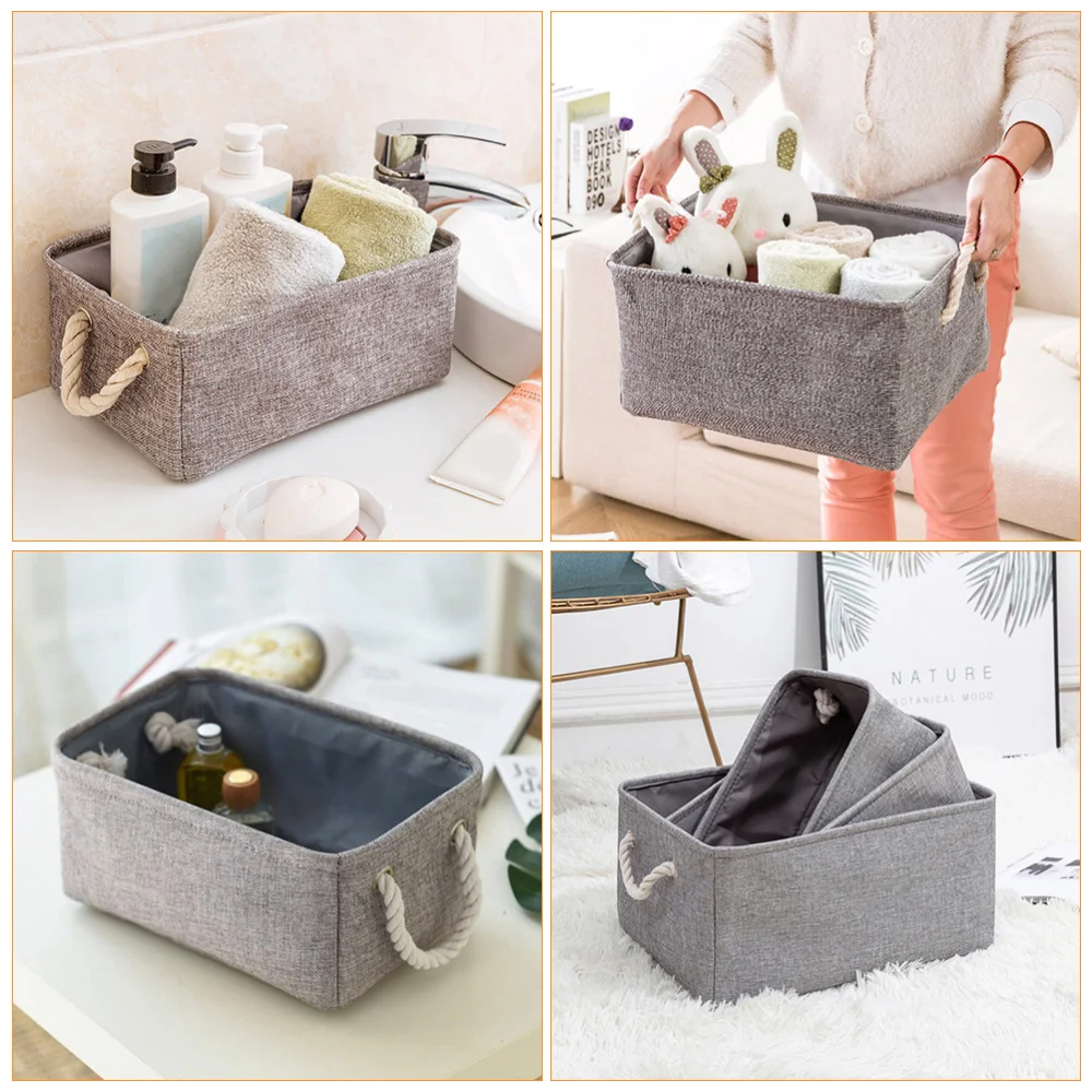 

1 Set 3pcs Practical Storage Baskets Home Foldable Storage Containers (Grey)
