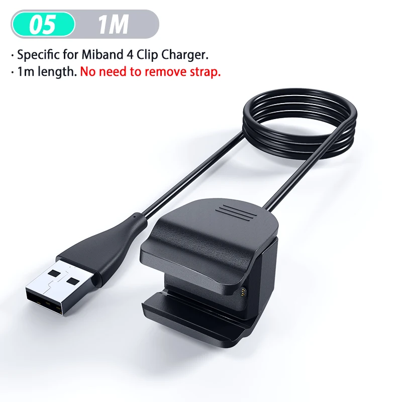 05 Clip 1M Без разборки USB зарядное устройство для Xiaomi Mi Band 4 Band 4 ремешок для зарядки док-станция удлинитель зарядное устройство Портативный ремешок 4 usb адаптер для зарядки - Цвет: 05 Clip 1M
