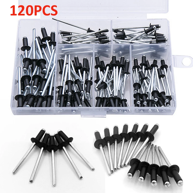 

New Durable 120Pcs Blind Rivets Assortment Aluminum Rivets Set Rivets Steel Rivets For Building Furniture Cars