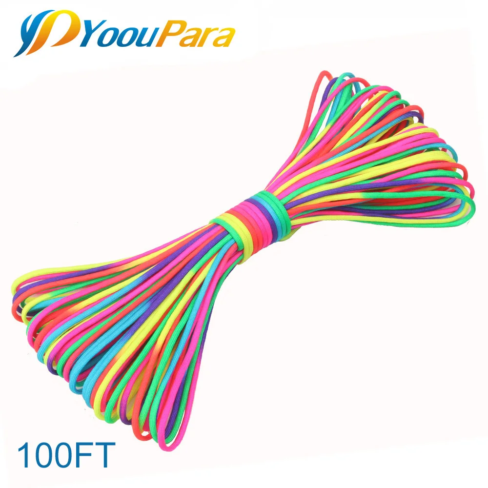 8-100 метров 550 Паракорд парашютный шнур веревка для палатки Guyline Mil Spec Rainbow 7 Strand Paracord для пешего туризма кемпинга шнур