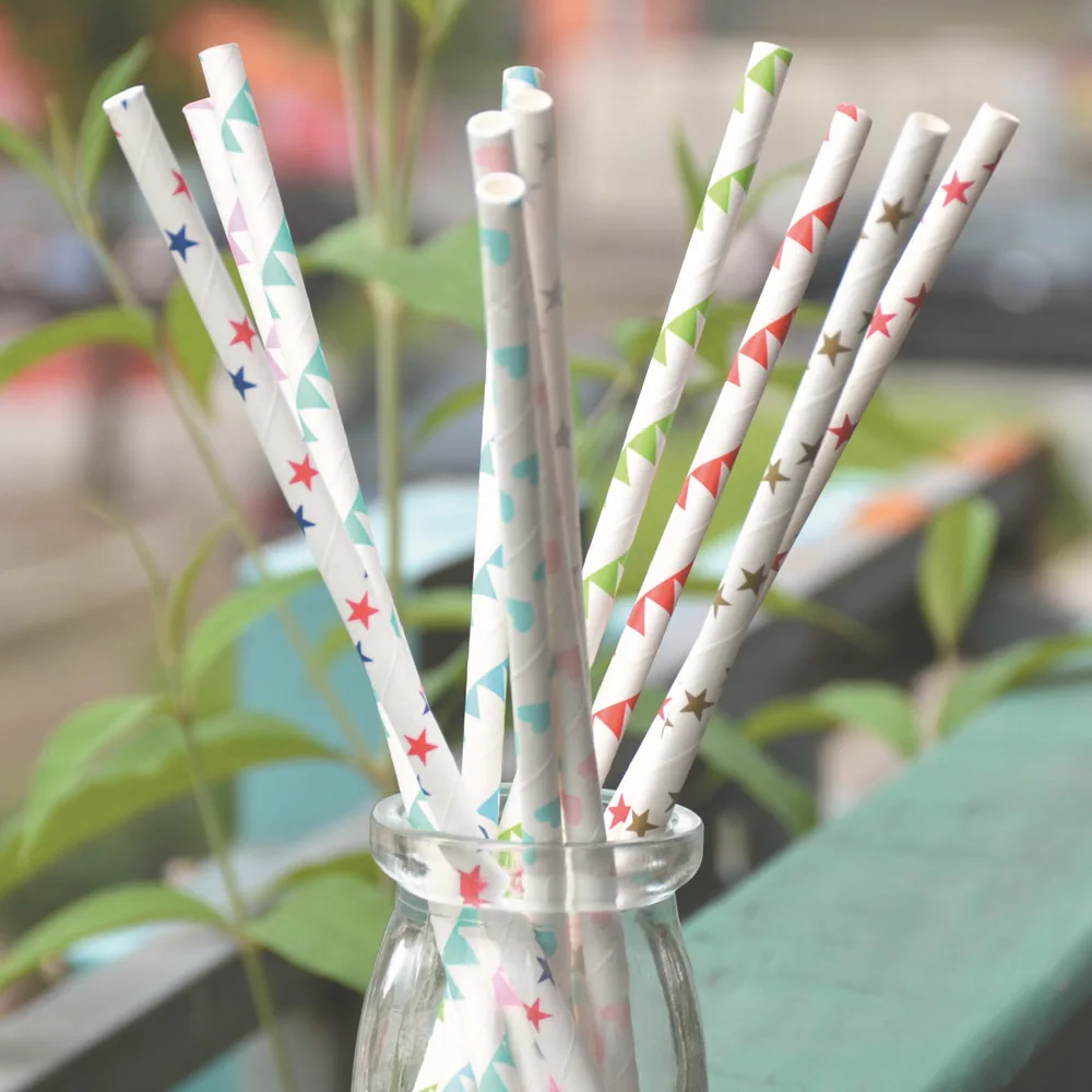 25 шт. светло-розовые синие бумажные соломинки для детского душа свадебной