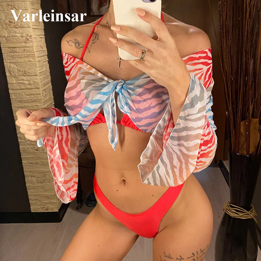 Женский купальный костюм с подкладкой Бразильское бикини из трех предметов для