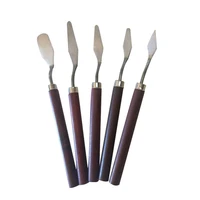 5pcs stainless steel and wood palette knife multi functional painting knife set wood palette knife arts oil painting tool