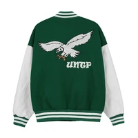 spring new temperament retro stitching eagle embroidery baseball jacket women street style loose baseball uniform top