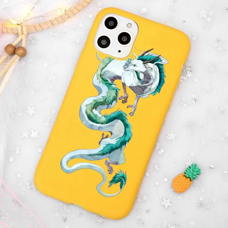 

Spirited Away Anime Phone Case Candy Color Yellow for iPhone 11 12 pro XS MAX 8 7 6 6S Plus X 5S SE 2020 XR