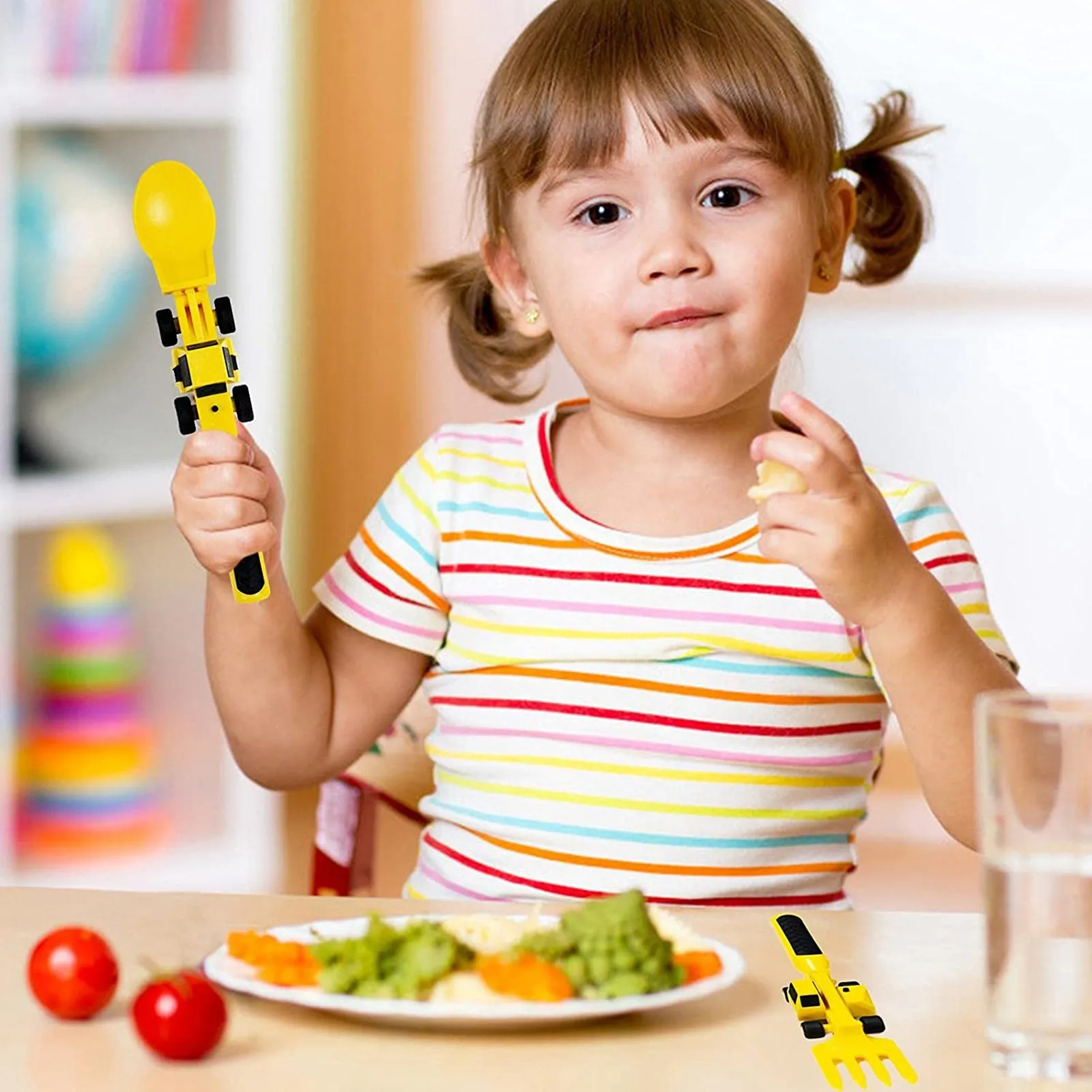 

Creative New Product Excavator Bulldozer Children's Toy Tableware Cutlery Kids Tableware Using Materials Tested For Safety
