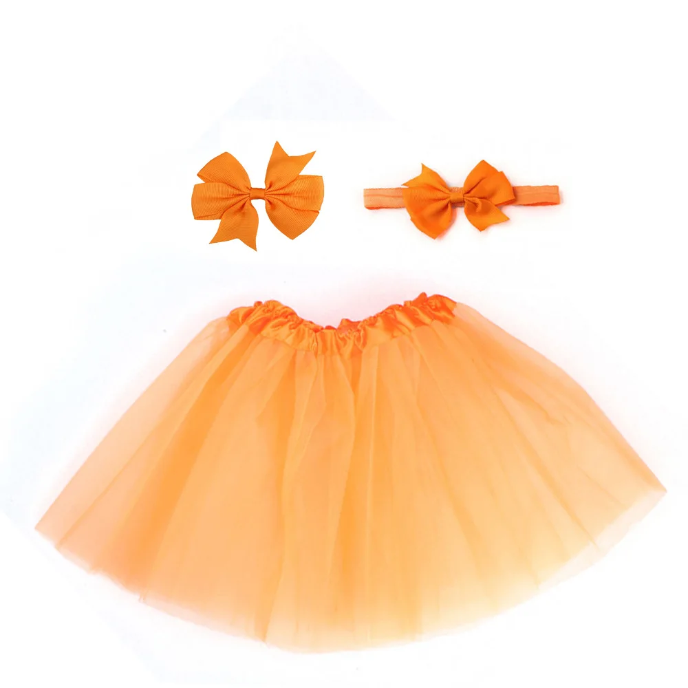 orange Фатиновая юбка-пачка для маленьких девочек и реквизит для фотосъемки новорожденных, ободок на голову, заколка, наборы для новорожденных, подарок 13 цветов - Цвет: orange