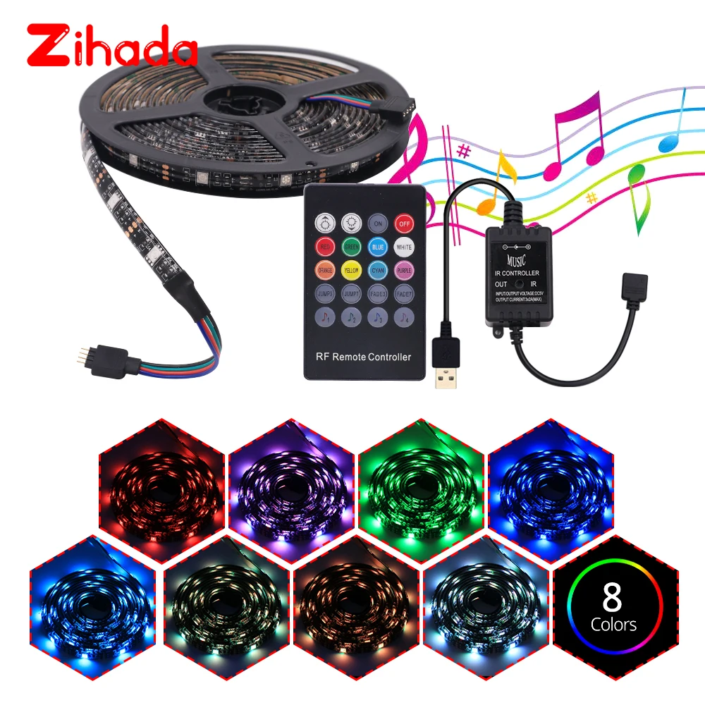 Светодиодная лента USB 5050 RGB с музыкальным звуковым управлением для ТВ настольного