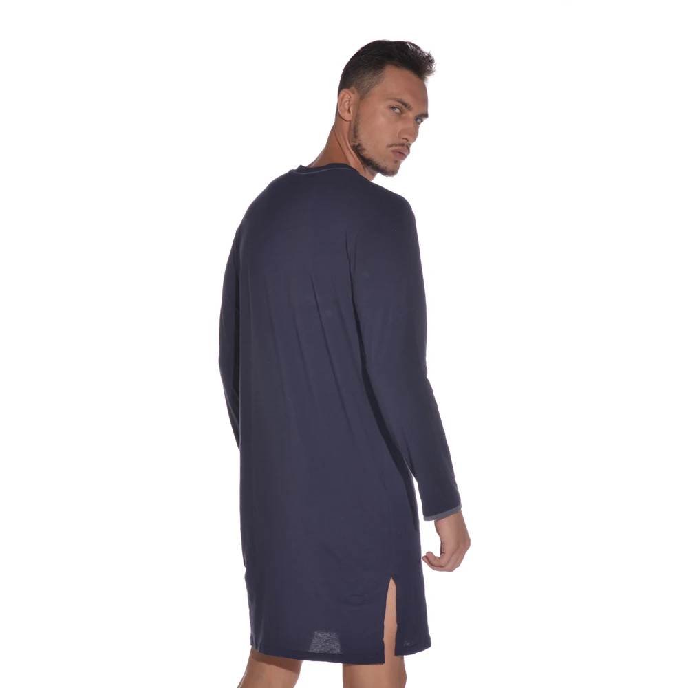 V Neck Casual Breathable Comfort Sleeping Robe Men Long Sleeve Spring Autumn High Quality Dressing Gown Sleepwear