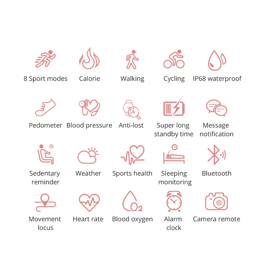 

SKY-2 Smart Watch Women IP68 Waterproof Fitness Activity Tracker with Heart Rate Monitor Bluetooth Sport Men Smart Clock