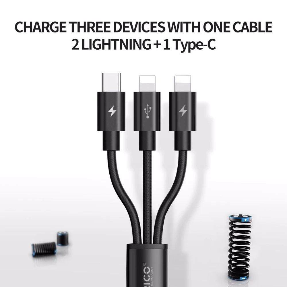 USB кабель ORICO UTS2 3 в 1 для быстрой зарядки и передачи данных Samsung Xiaomi Huawei с 2