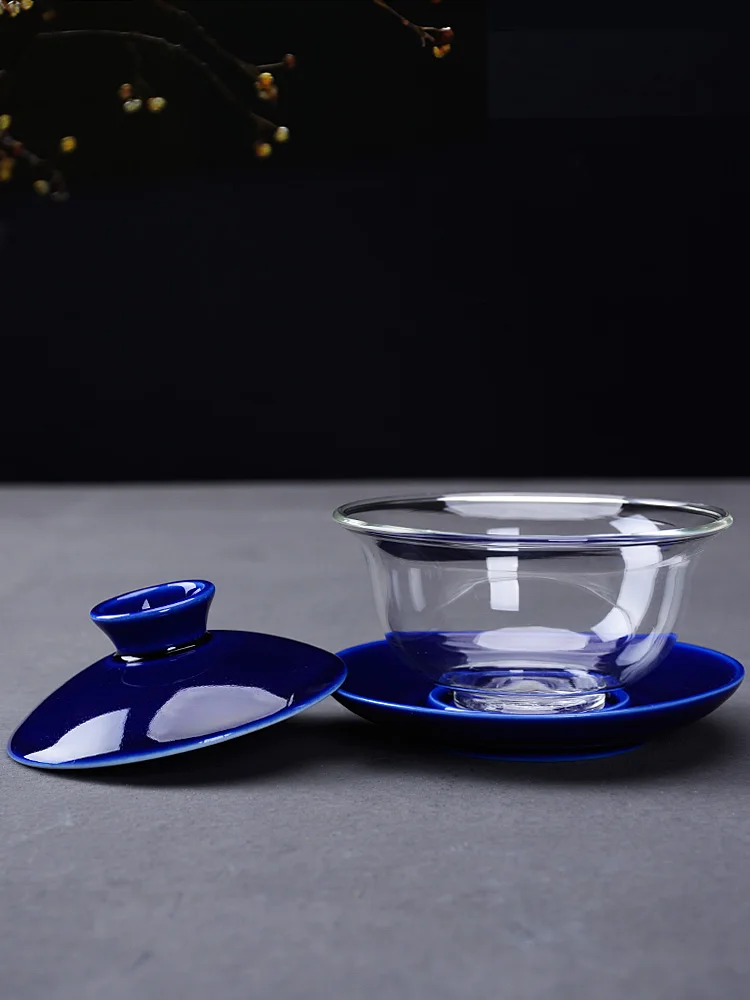 Термостойкая стеклянная чаша с крышкой чайная чашка керамический набор кунг-фу