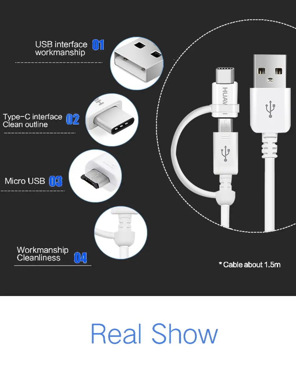 Huawei P20 дорожное зарядное устройство 2 в 1 Micro USB type C кабель 2A 1,5 M type-C зарядный кабель Mate10 Mate9 Pro Lite Honor V10