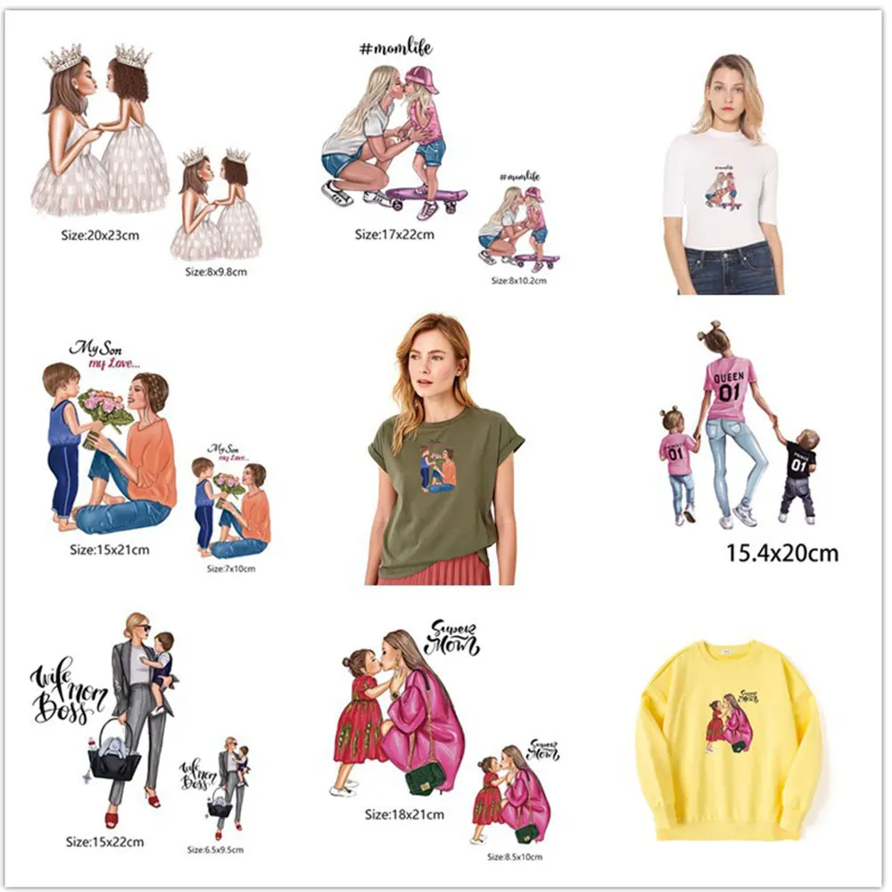 Термотрансферные наклейки сделай сам игрушки нашивки с принтом для мамы и