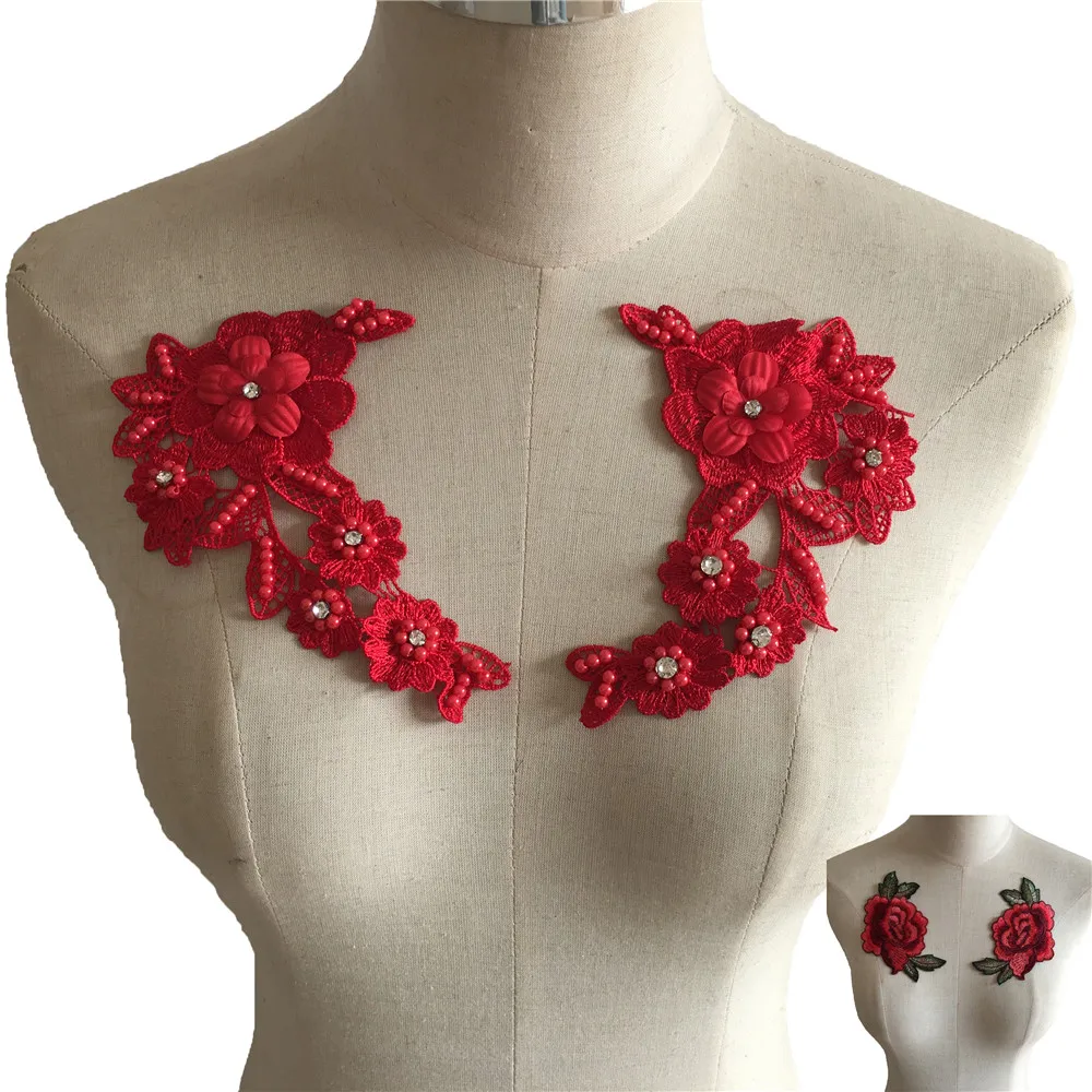3D Цветочная вышивка из полиэстера Венецианский кружевной воротник АБС пластика