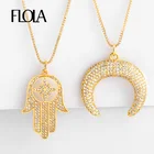 FLOLA Золотое наполненное Фатимой ожерелье для женщин циркониевое ожерелье с полумесяцем из искусственного циркония ожерелье с кубическим цирконием ручная работа n48