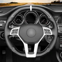 diy anti slip wear resistant steering wheel cover for mercedes benz a45 amg 2013 2015 c63 amg 2012 2013 car interior decoration