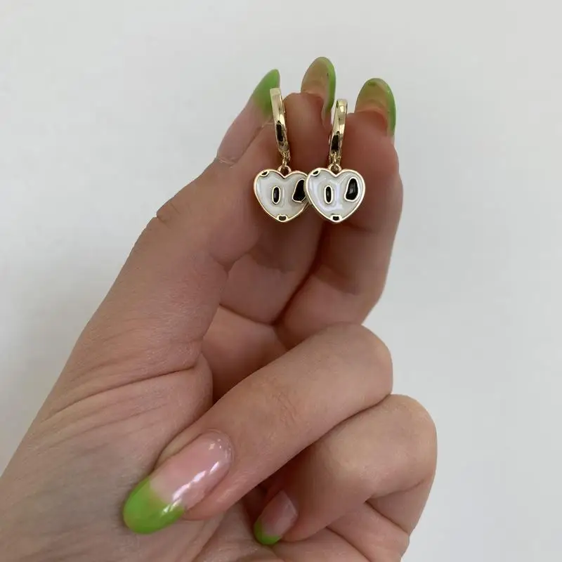 

ZN 2021 New Earrings Fashion Cow Spotted Love Heart-shaped Temperament Earrings For Women Retro Fashion Jewelry