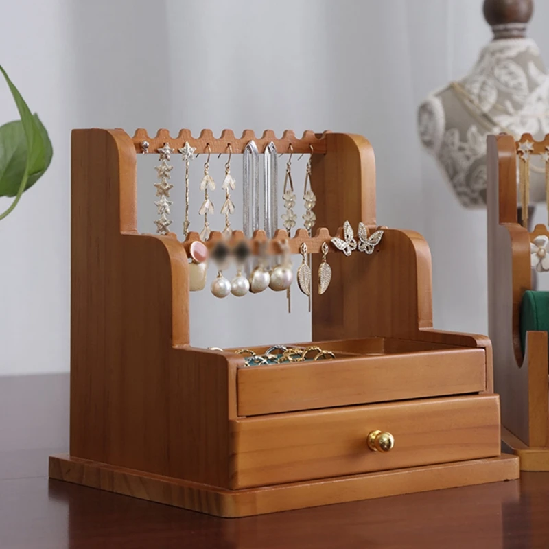 

Wooden Jewelry Organizers Box Classification Jewelry Storage Box for Earrings Necklaces Bracelets Rings for Girls Women