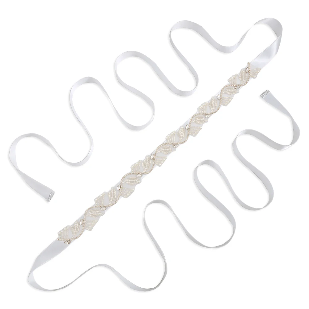 white TRiXY S273 женские Стразы свадебное с жемчужными бусинами Ремни Пояса Кристалл Стразы Свадебный Пояс, лента аксессуары для свадебного платья - Цвет: white