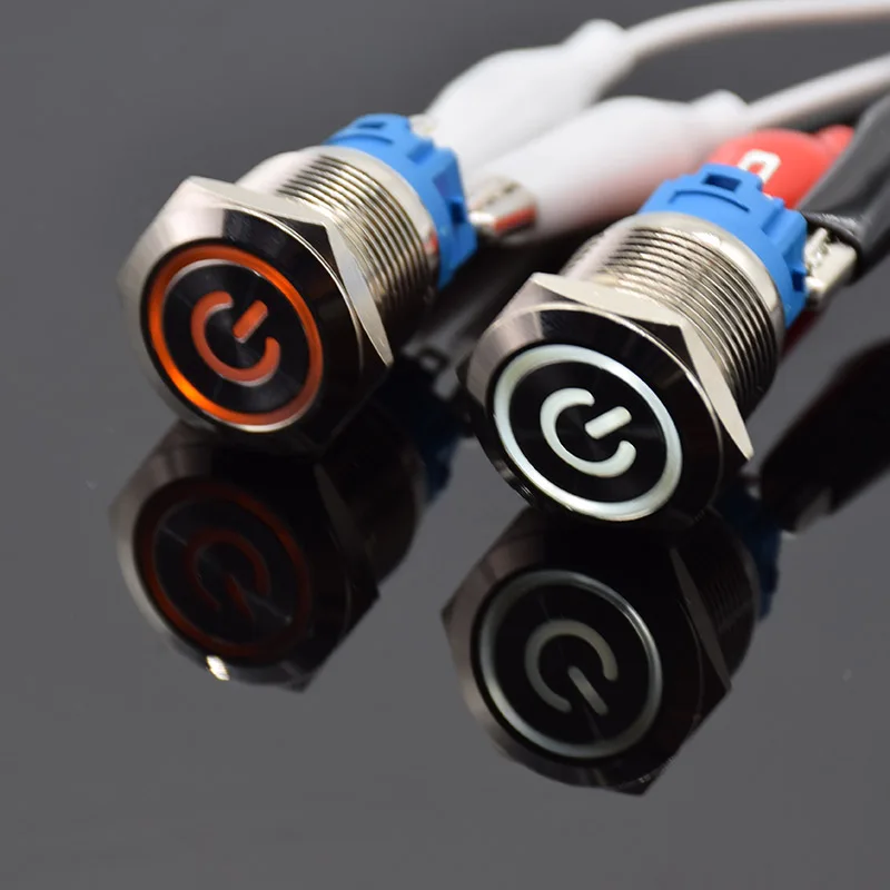 Металлический кнопочный переключатель питания 19 мм латунный плоский Круглый